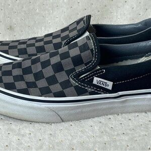 Vans Black and Gray Checkered Slip-Ons